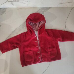 Vintage 2002 Gymboree Red Fleece Lined Hooded jacket Baby 3/6 Christmas‎ cozy